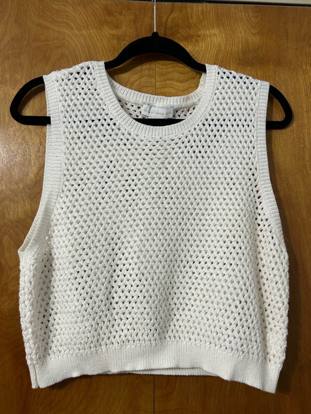 House of Harlow 1960 Cream Open-Knit Tank Cropped Sweater Vest